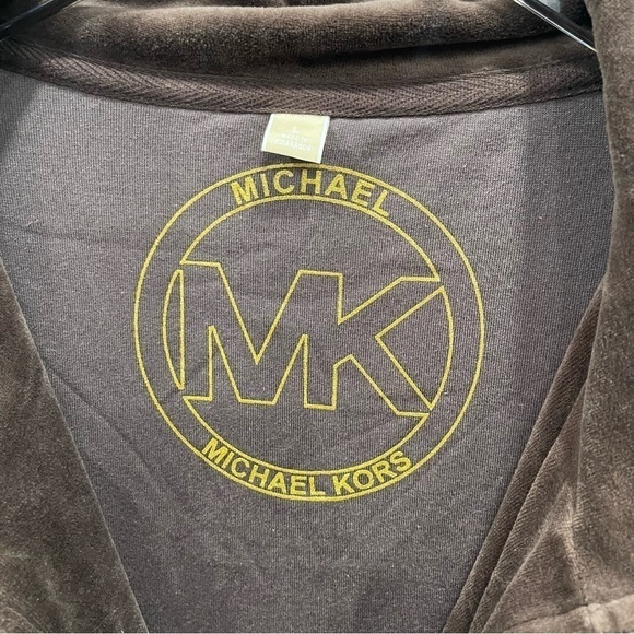 Michael Kors Brown High Neck Full Zip Velour Tracksuit Sweatshirt Large - Picture 5 of 9